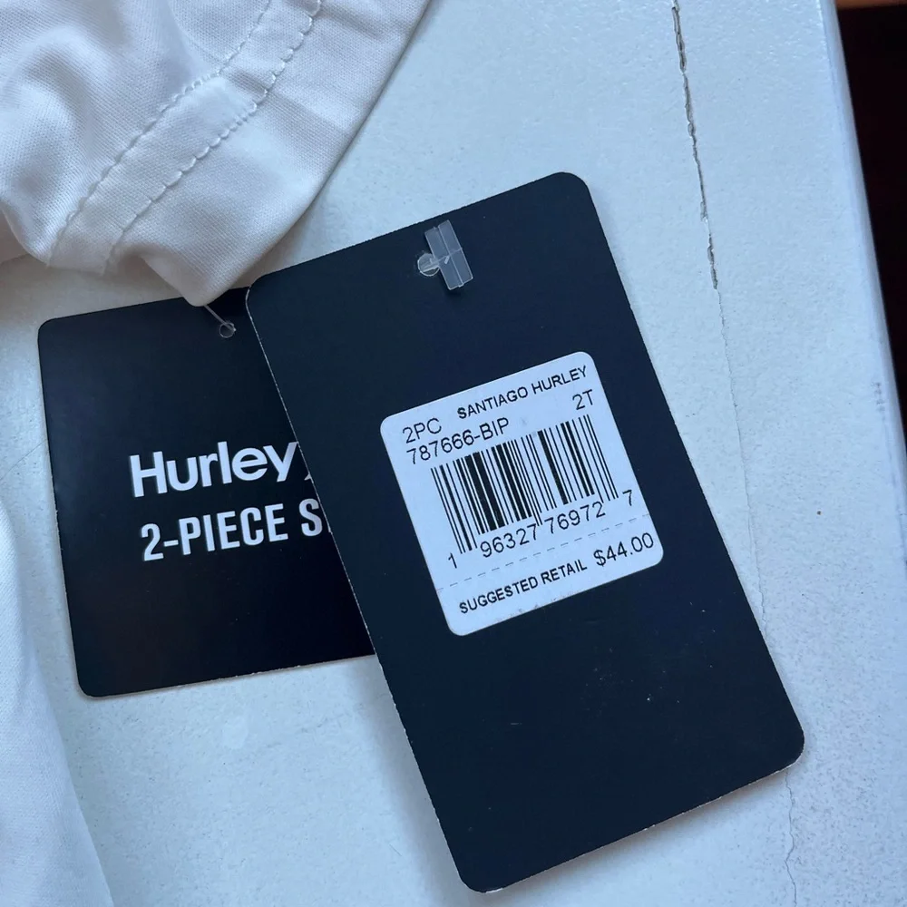 Hurley White 2-Piece Swim Set UPF 50